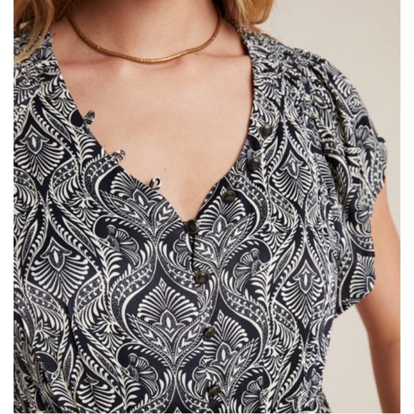 Anthropologie Black and Gray Patterned Jumpsuit - Picture 2 of 9